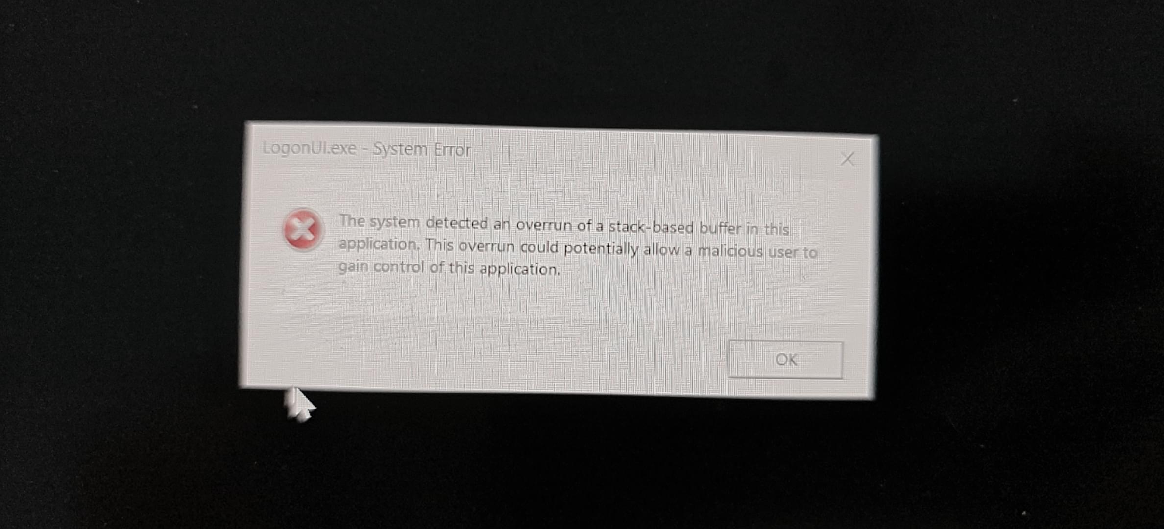 Sample crash dialog