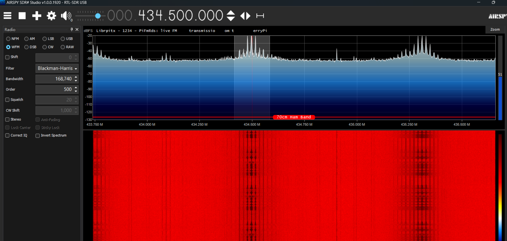Broadcasting a short audio clip via FM at 434.5MHz