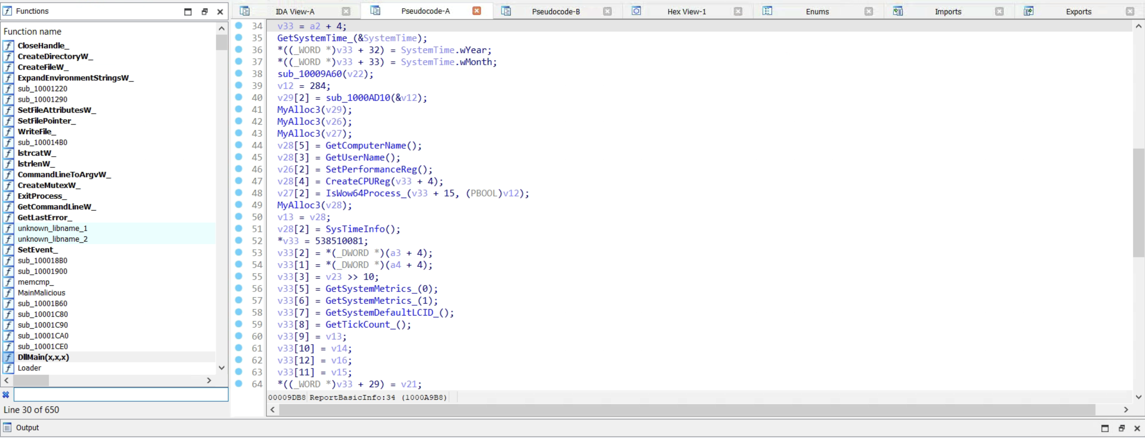 Reporting system information